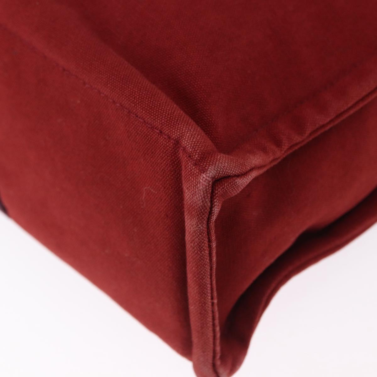 HERMES Fourre Tout MM Hand Bag Canvas Red Silver Auth BA14300