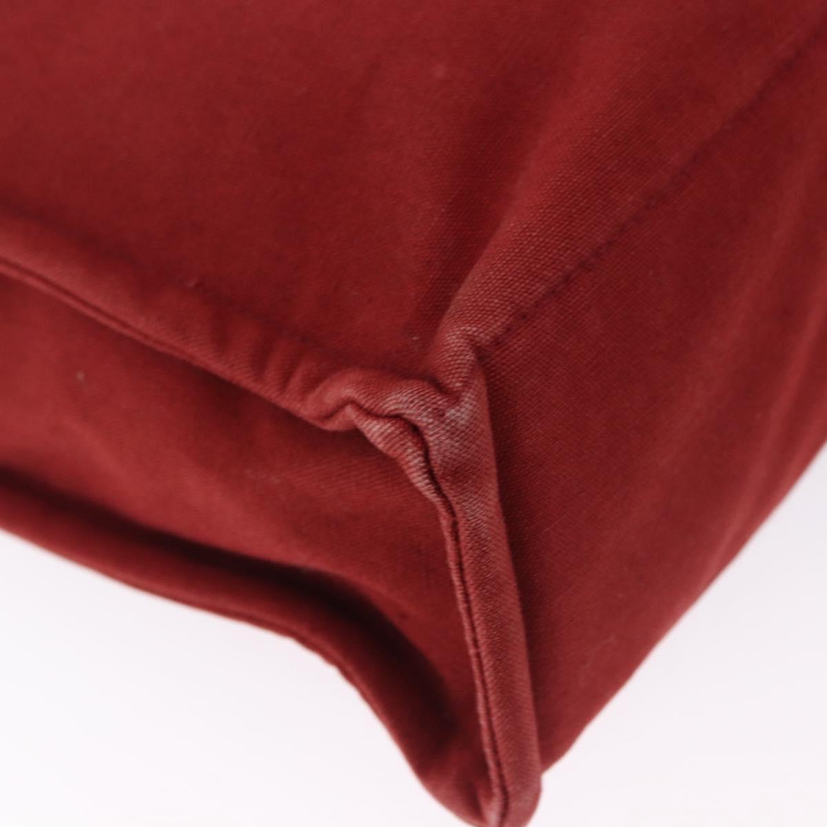 HERMES Fourre Tout MM Hand Bag Canvas Red Silver Auth BA14300