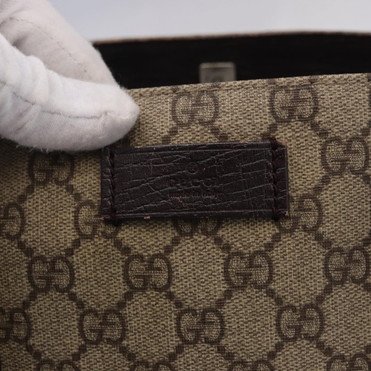 GUCCI GG Supreme Hand Bag PVC Beige Silver 131220 Auth BA14302
