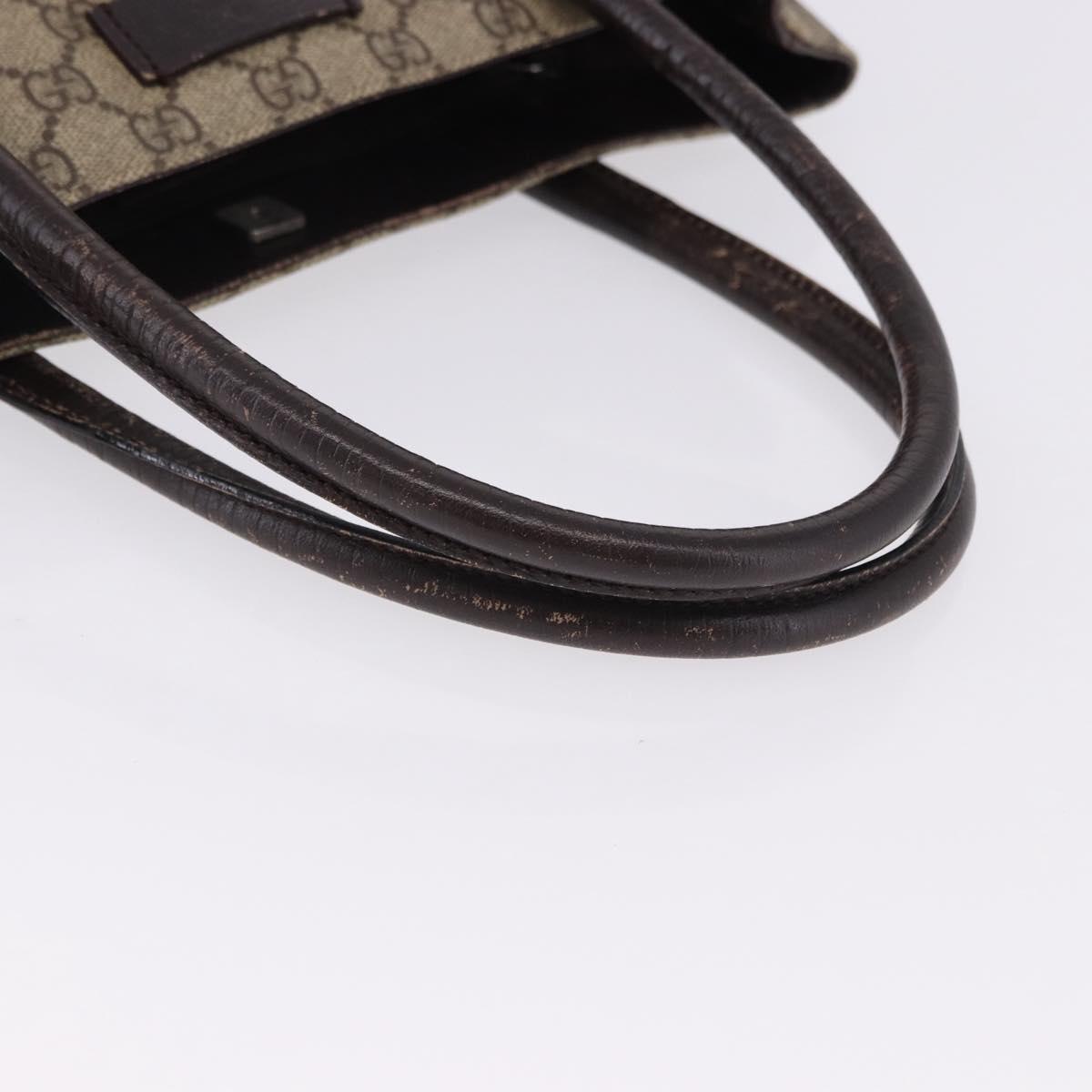 GUCCI GG Supreme Hand Bag PVC Beige Silver 131220 Auth BA14302