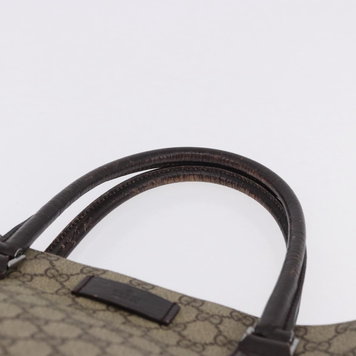 GUCCI GG Supreme Hand Bag PVC Beige Silver 131220 Auth BA14302