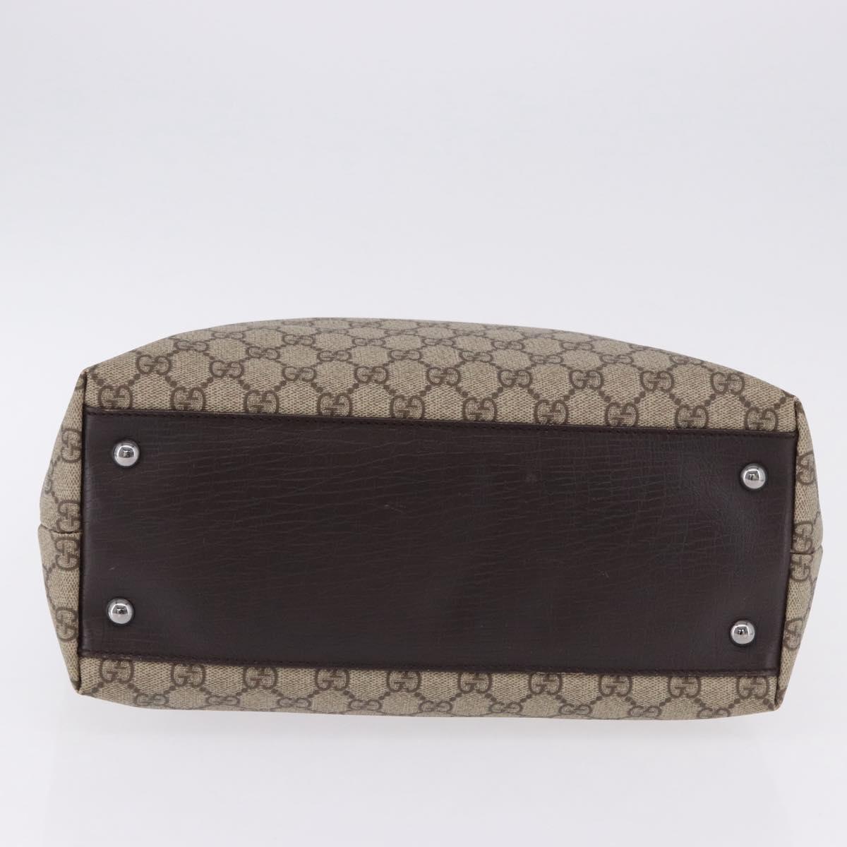 GUCCI GG Supreme Hand Bag PVC Beige Silver 131220 Auth BA14302