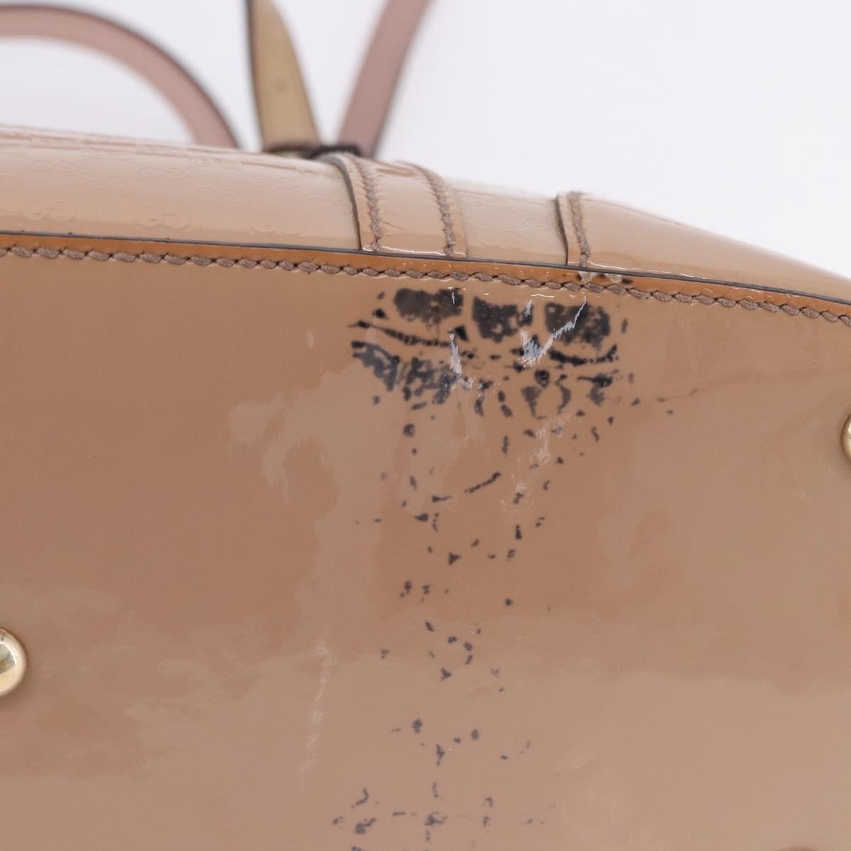 GUCCI Micro GG Canvas Hand Bag Patent leather 2way Pink Gold 309617 Auth BA14304