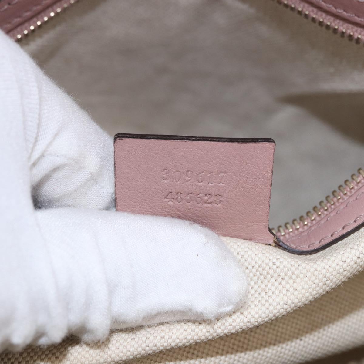 GUCCI Micro GG Canvas Hand Bag Patent leather 2way Pink Gold 309617 Auth BA14304