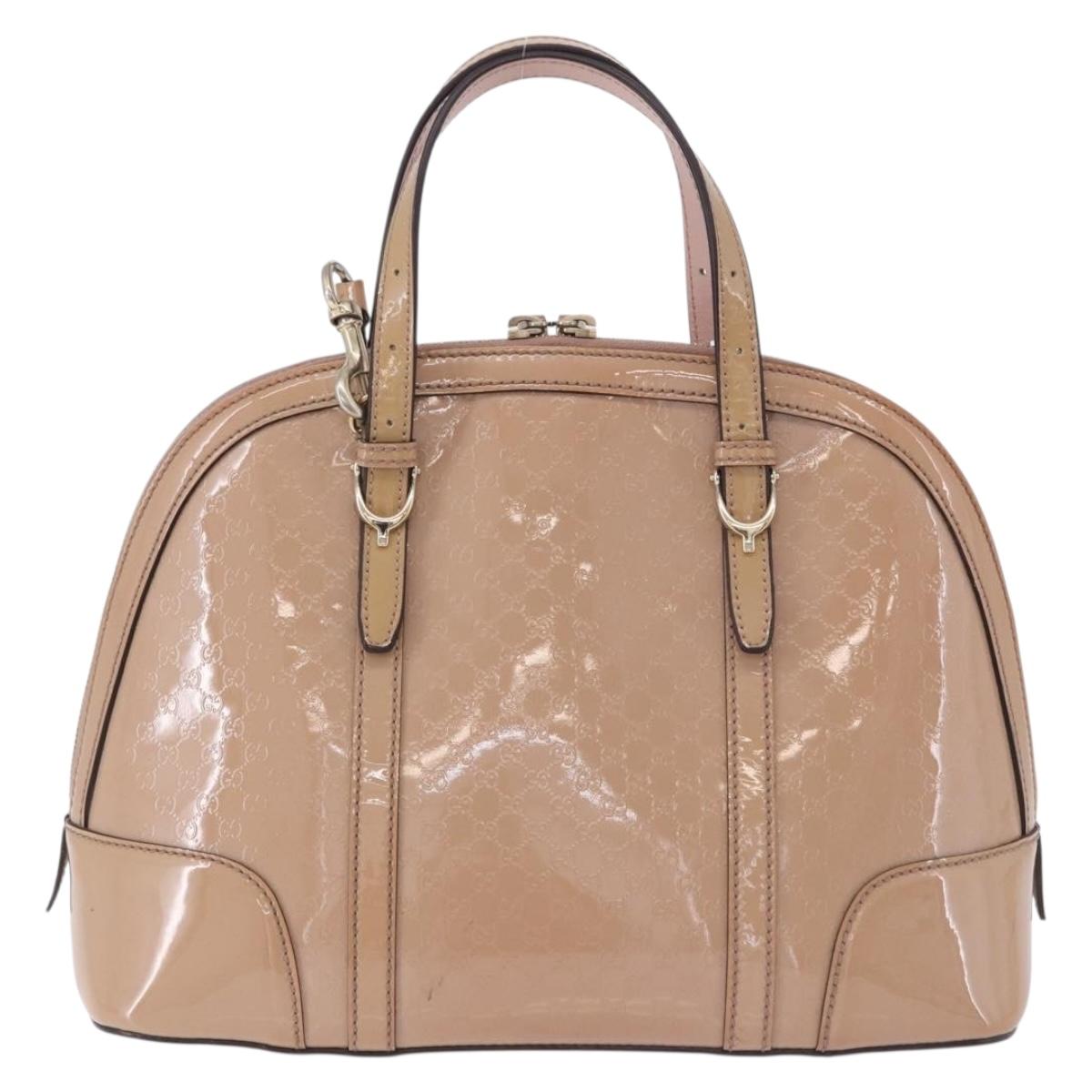 GUCCI Micro GG Canvas Hand Bag Patent leather 2way Pink Gold 309617 Auth BA14304