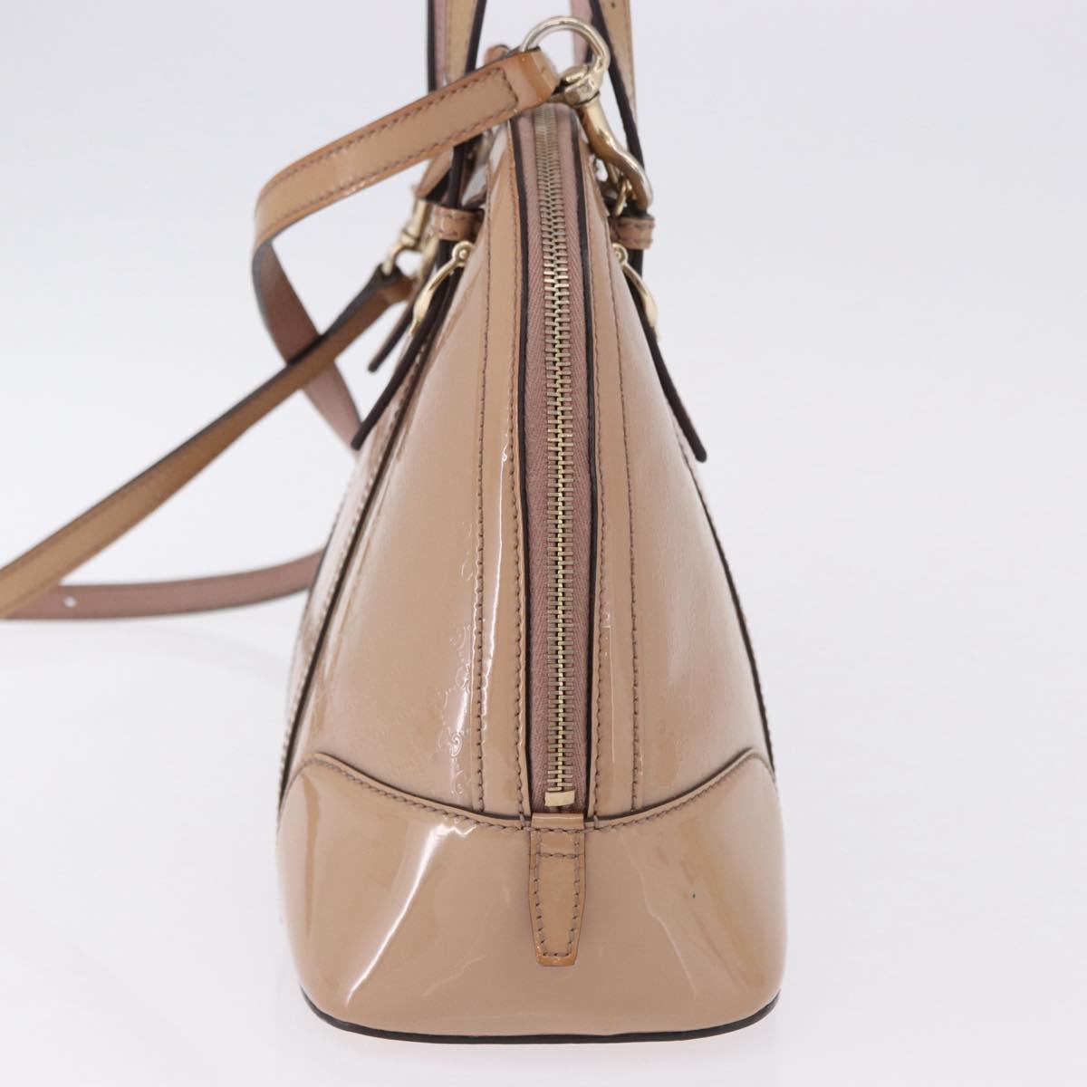 GUCCI Micro GG Canvas Hand Bag Patent leather 2way Pink Gold 309617 Auth BA14304