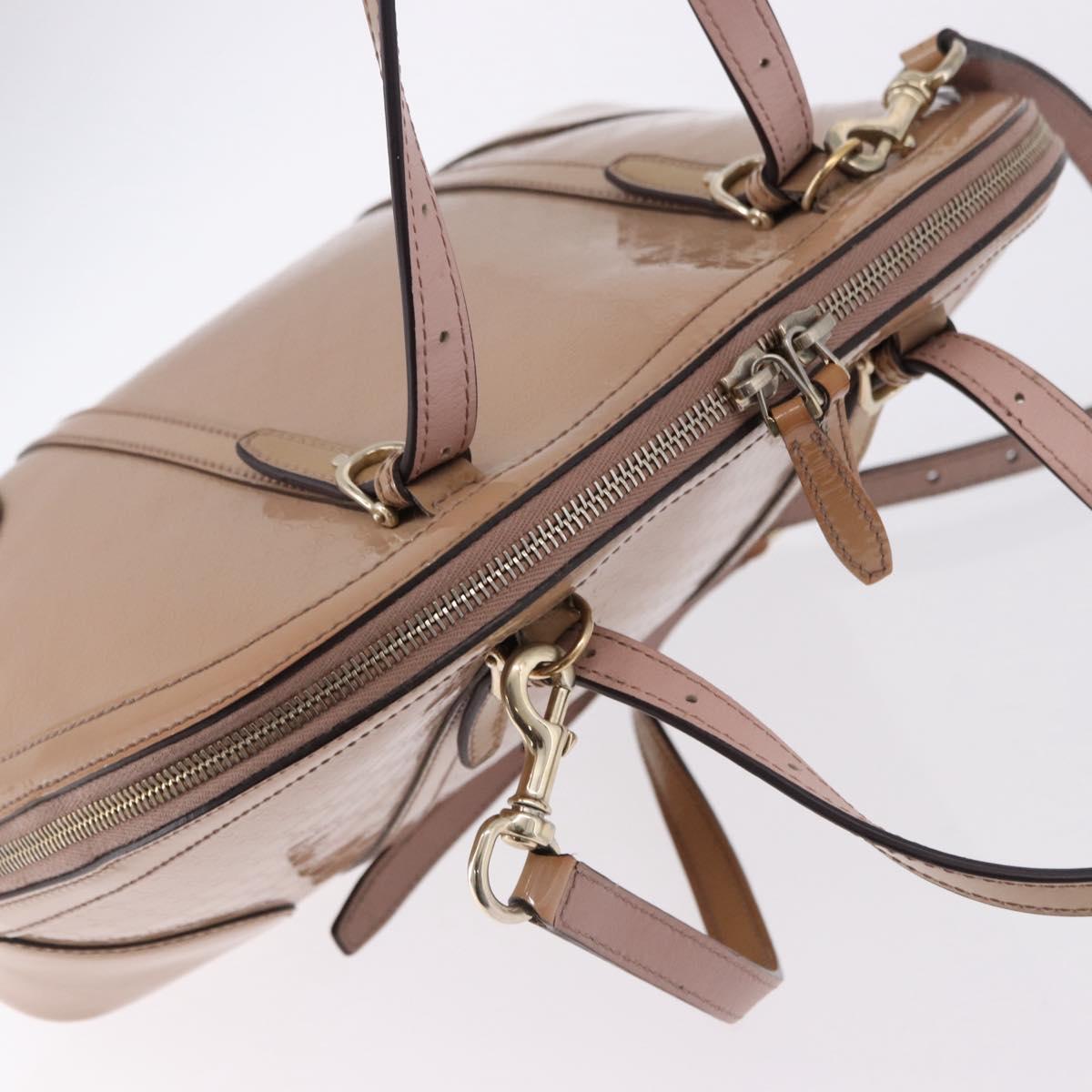 GUCCI Micro GG Canvas Hand Bag Patent leather 2way Pink Gold 309617 Auth BA14304
