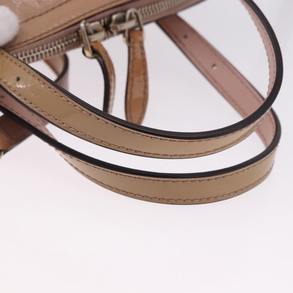 GUCCI Micro GG Canvas Hand Bag Patent leather 2way Pink Gold 309617 Auth BA14304