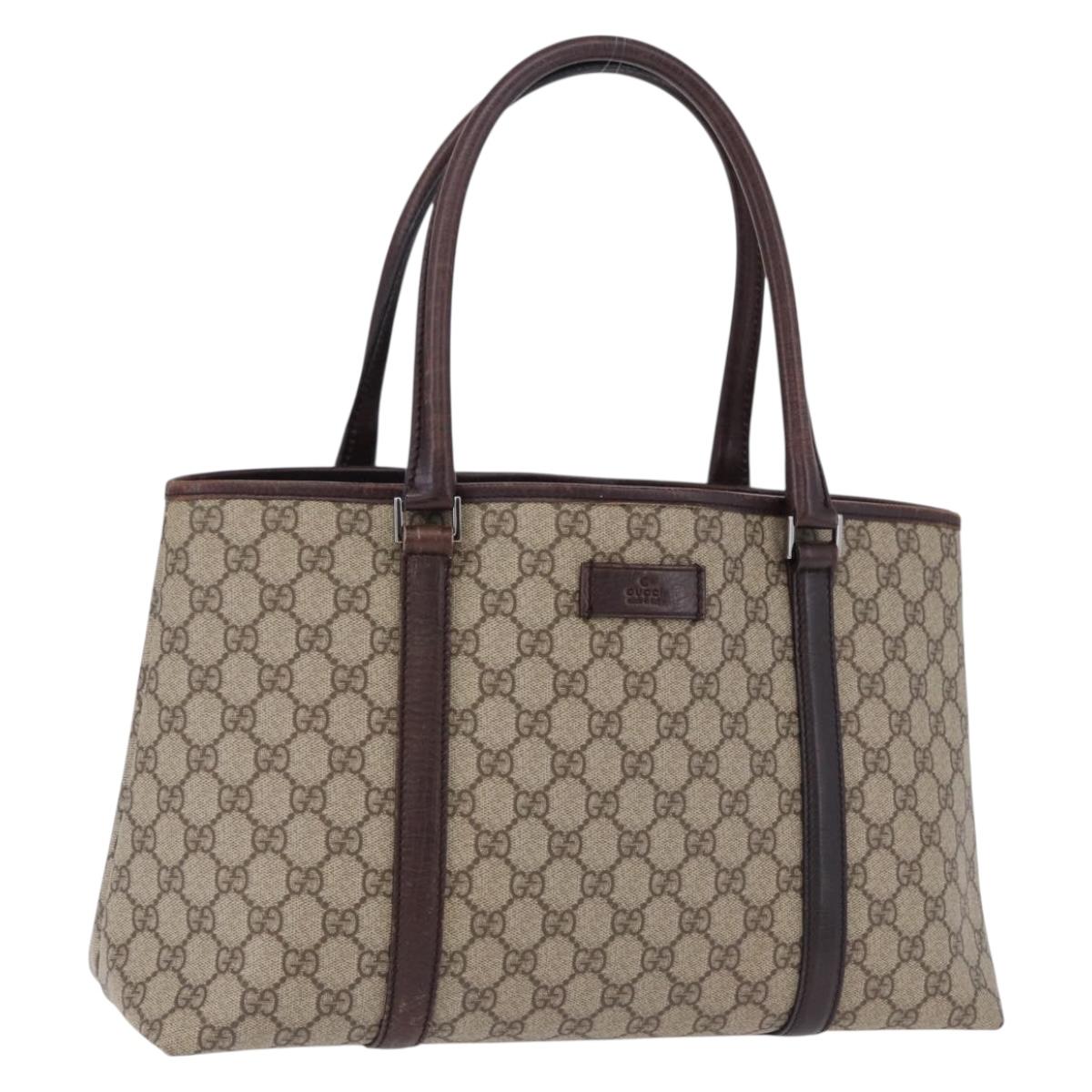 GUCCI GG Supreme Tote Bag PVC Beige Silver 114595 Auth BA14305