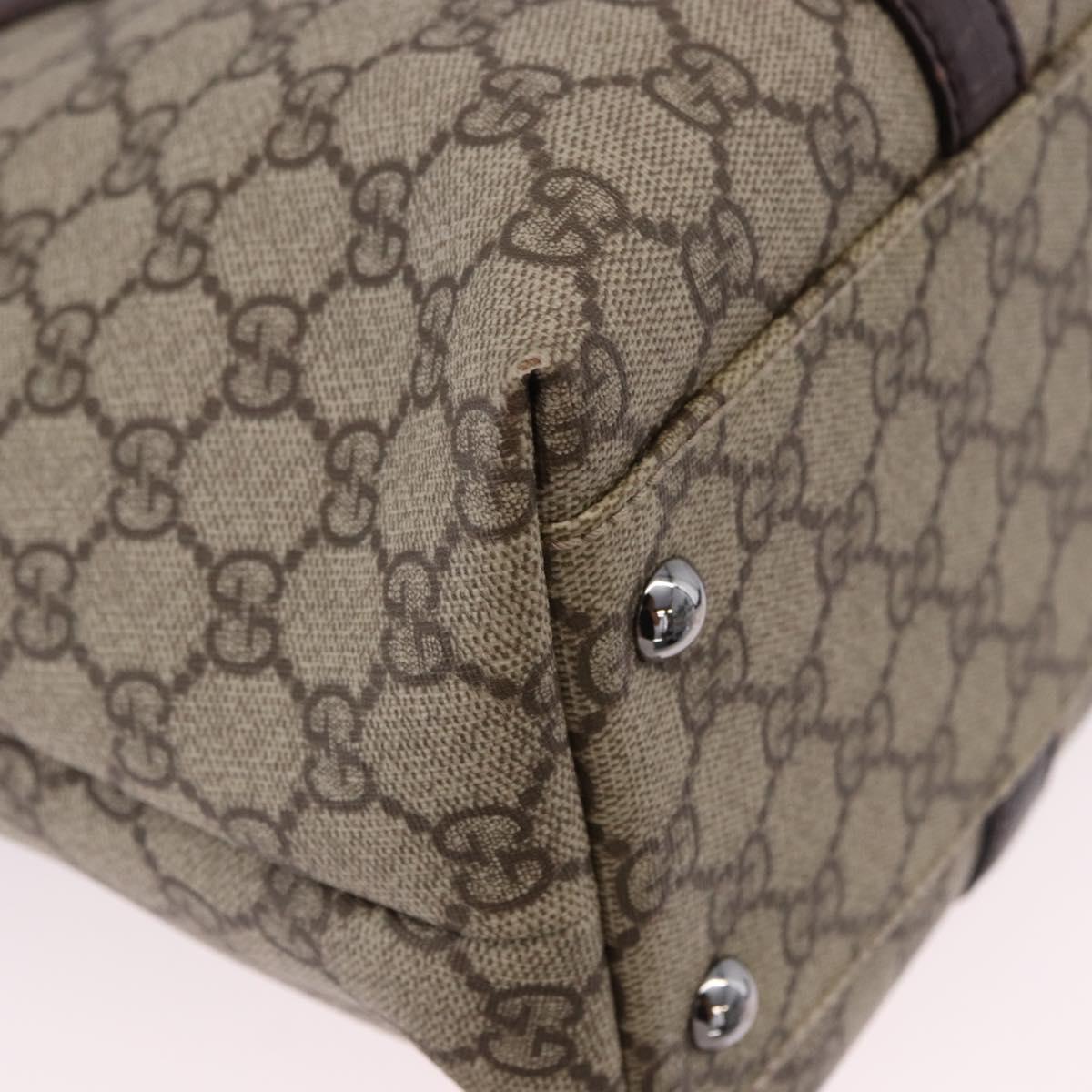 GUCCI GG Supreme Tote Bag PVC Beige Silver 114595 Auth BA14305