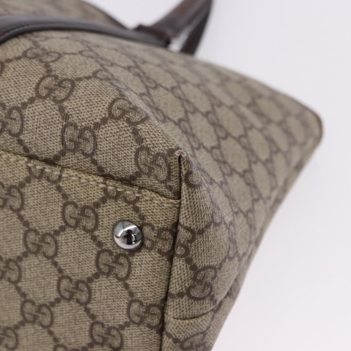 GUCCI GG Supreme Tote Bag PVC Beige Silver 114595 Auth BA14305