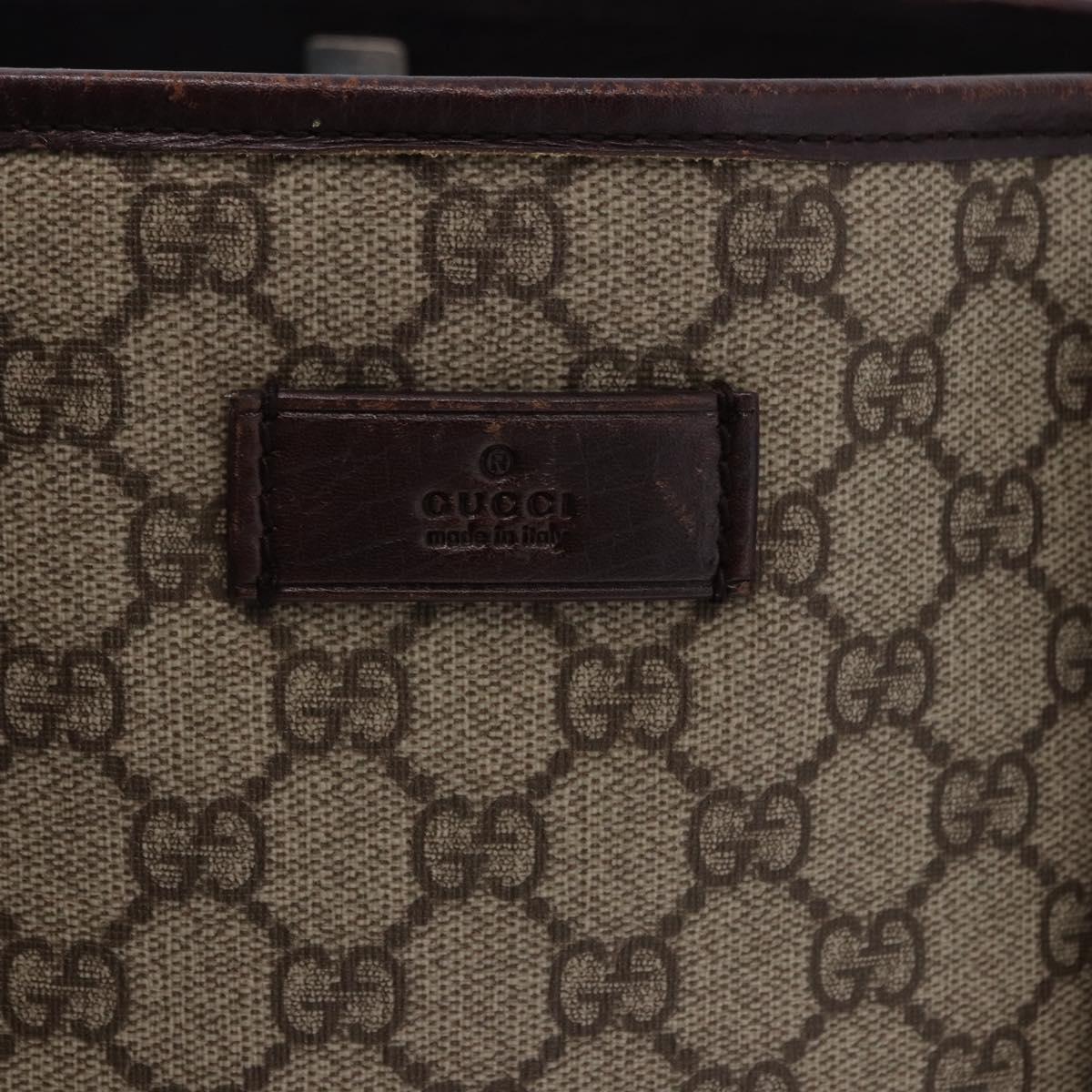 GUCCI GG Supreme Tote Bag PVC Beige Silver 114595 Auth BA14305