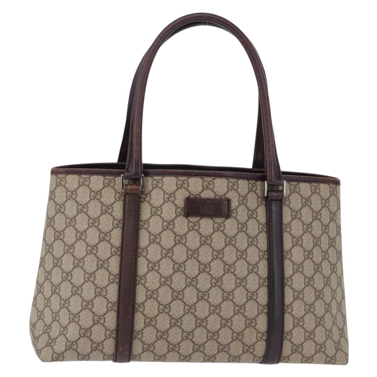 GUCCI GG Supreme Tote Bag PVC Beige Silver 114595 Auth BA14305