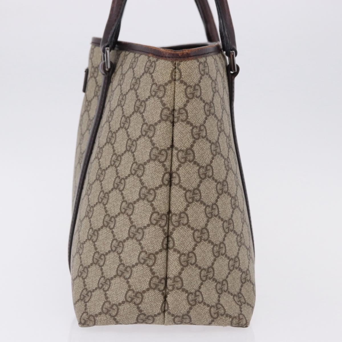 GUCCI GG Supreme Tote Bag PVC Beige Silver 114595 Auth BA14305