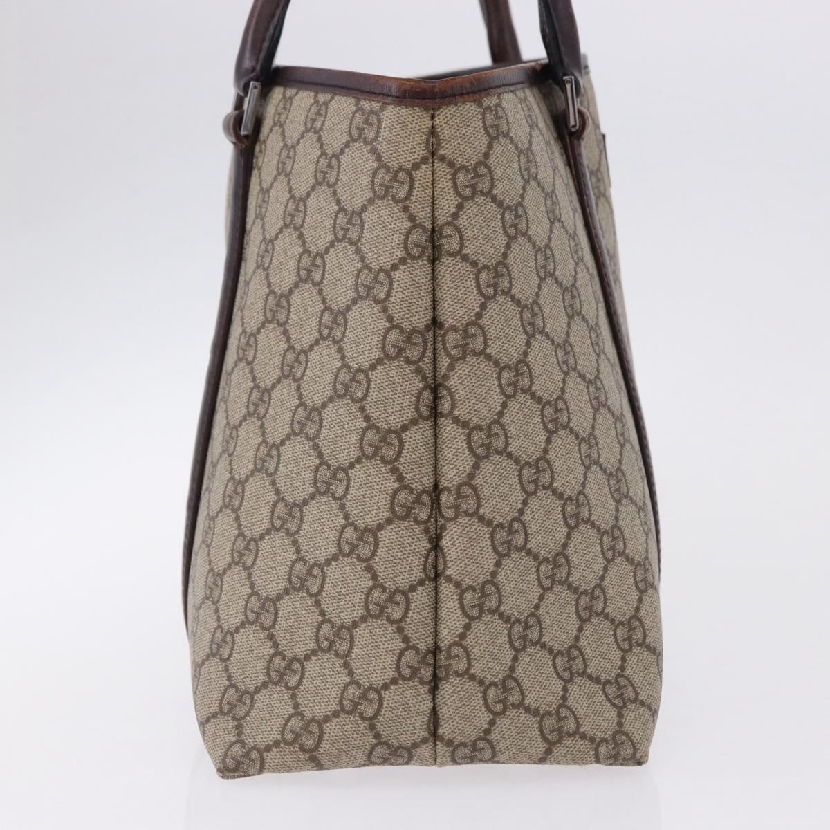 GUCCI GG Supreme Tote Bag PVC Beige Silver 114595 Auth BA14305