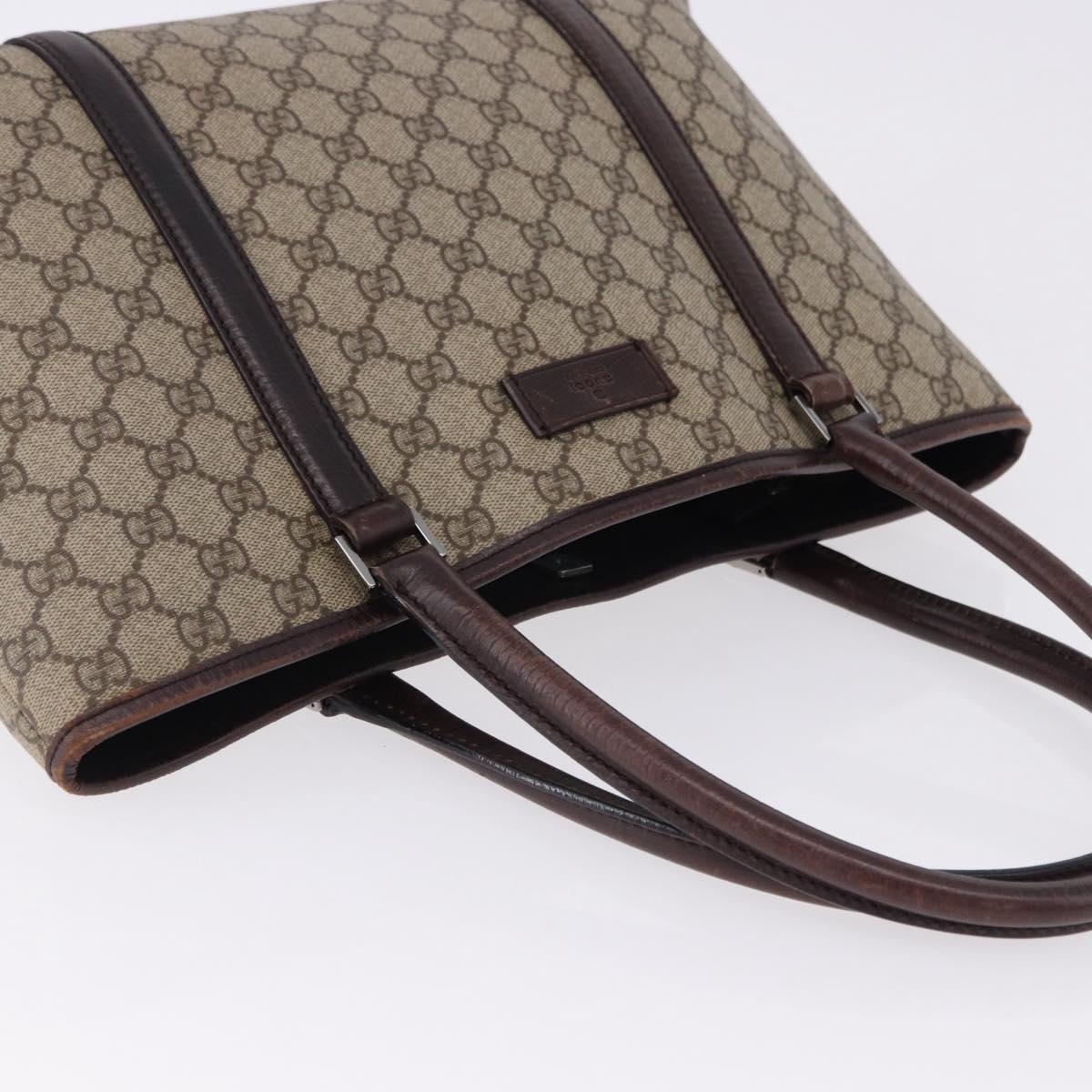 GUCCI GG Supreme Tote Bag PVC Beige Silver 114595 Auth BA14305
