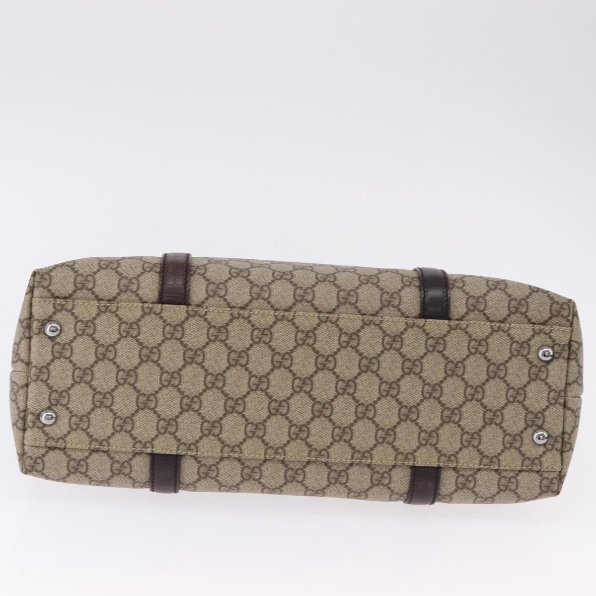 GUCCI GG Supreme Tote Bag PVC Beige Silver 114595 Auth BA14305