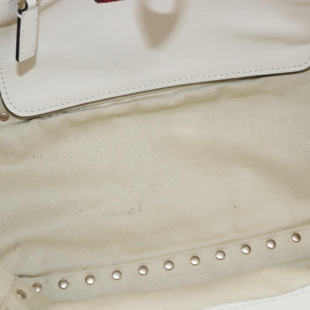 VALENTINO Hand Bag Leather 2way White Gold Auth BA14307