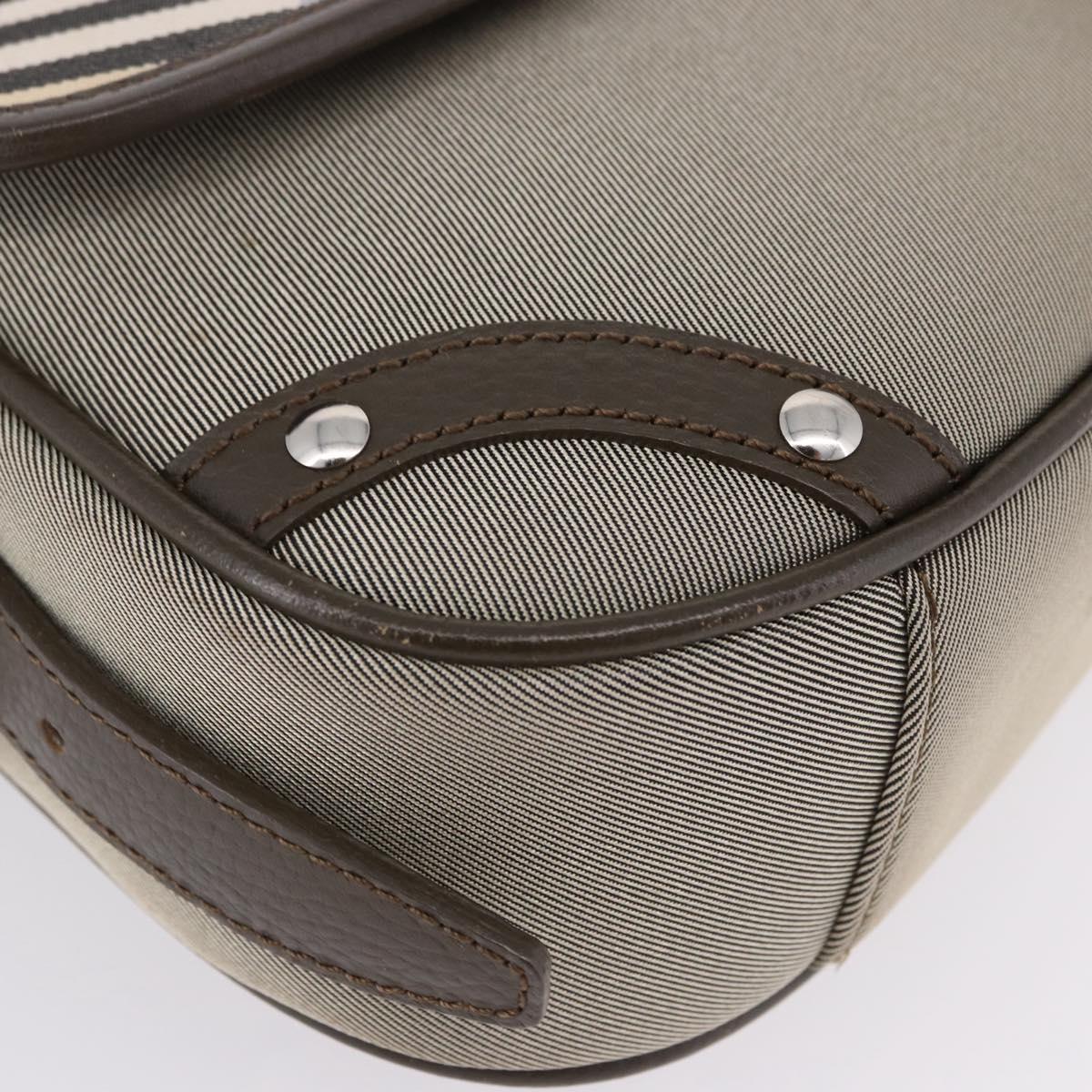 BURBERRY Nova Check Hand Bag Nylon Beige Silver Auth BA14309A