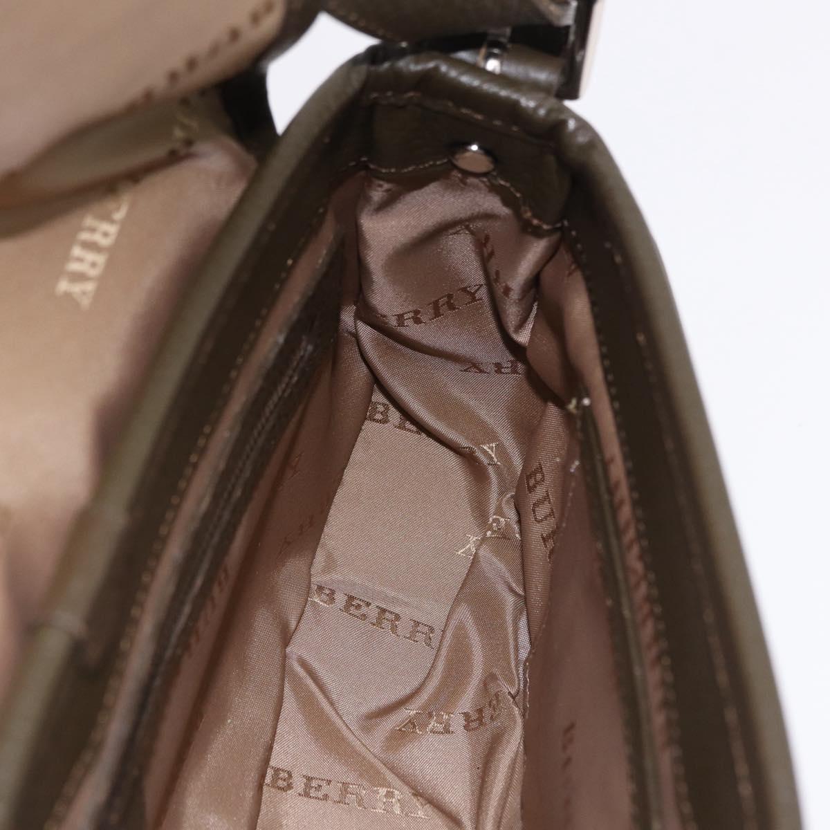 BURBERRY Nova Check Hand Bag Nylon Beige Silver Auth BA14309A