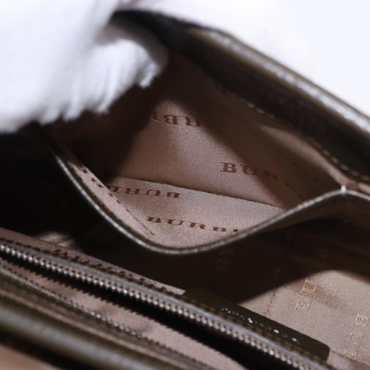 BURBERRY Nova Check Hand Bag Nylon Beige Silver Auth BA14309A