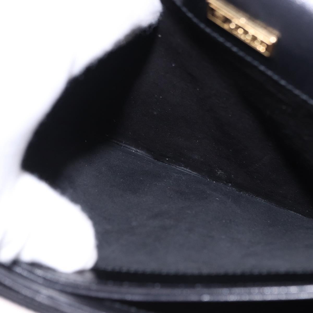 GUCCI Shoulder Bag Leather Black Gold Auth BA14311