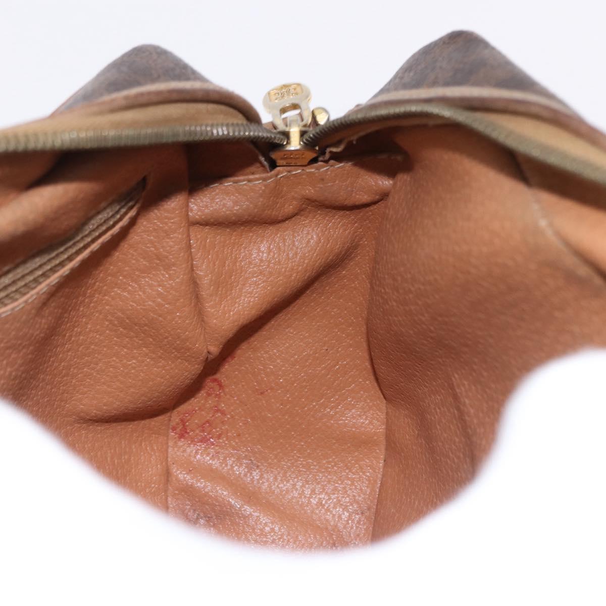CELINE Macadam Canvas Shoulder Bag PVC Leather Brown Gold Auth BA14313