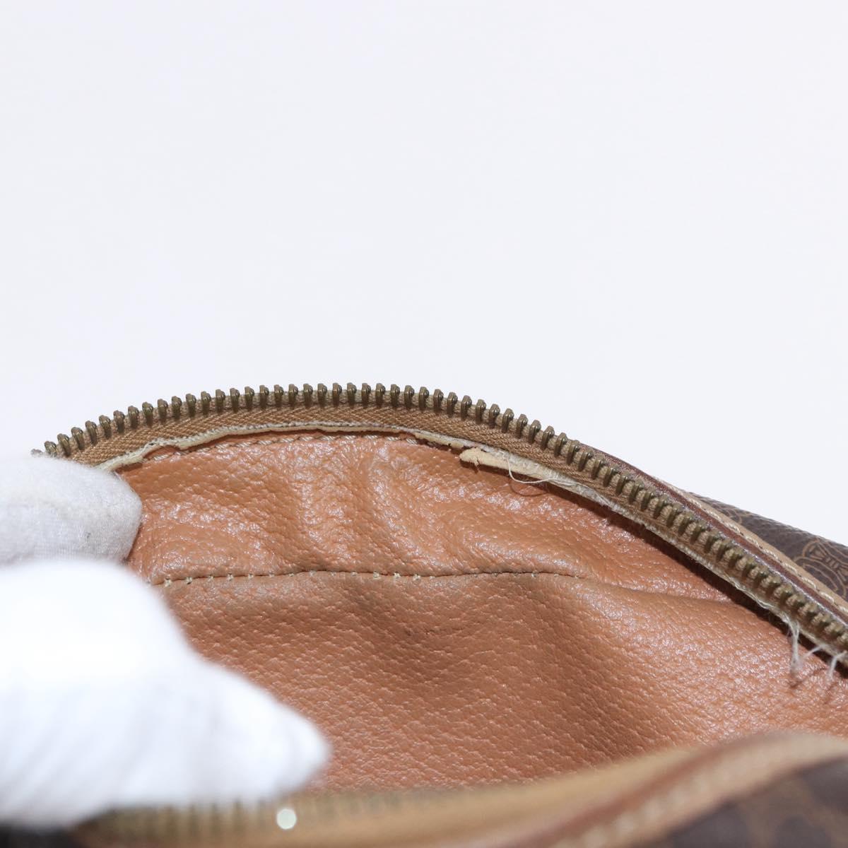CELINE Macadam Canvas Shoulder Bag PVC Leather Brown Gold Auth BA14313