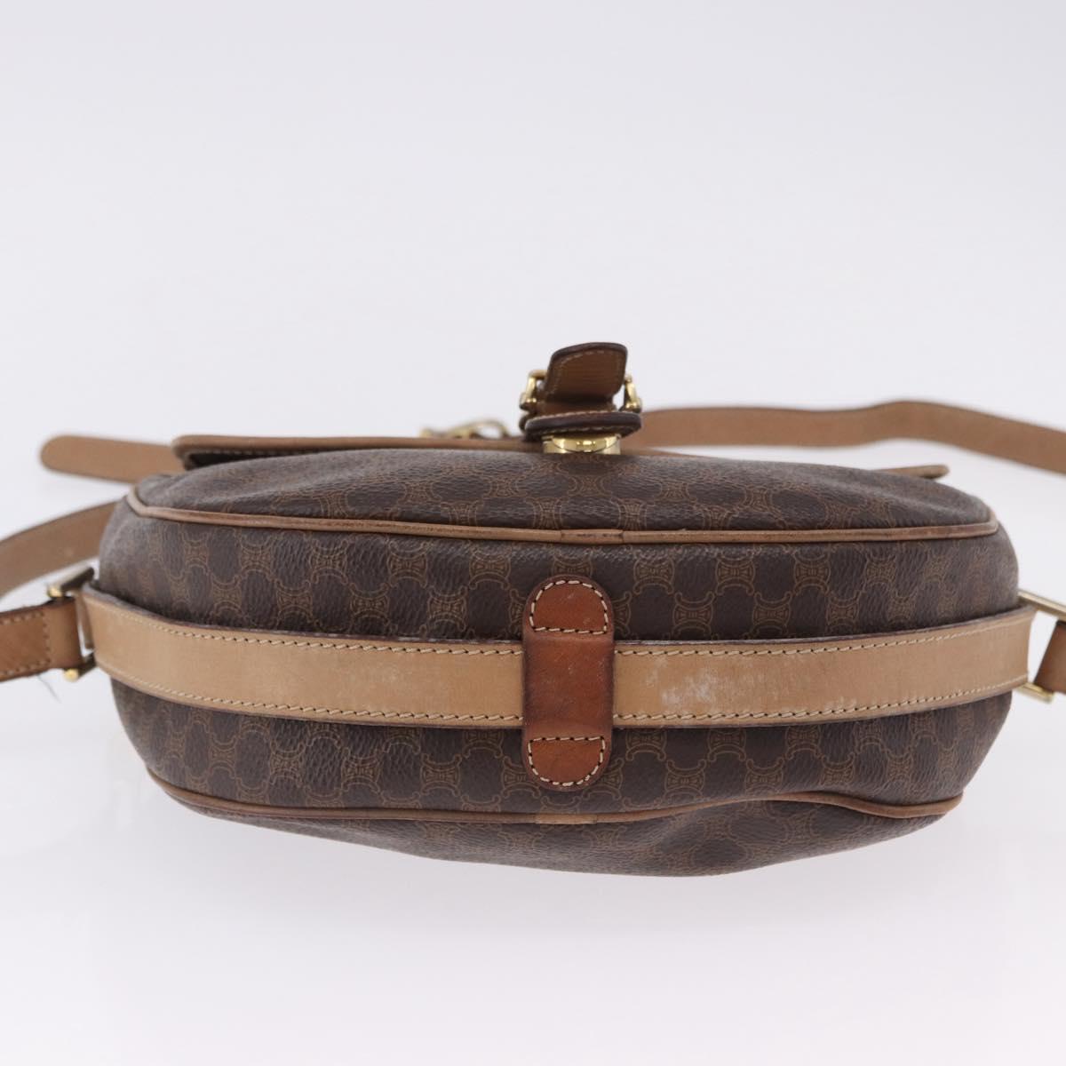 CELINE Macadam Canvas Shoulder Bag PVC Leather Brown Gold Auth BA14313