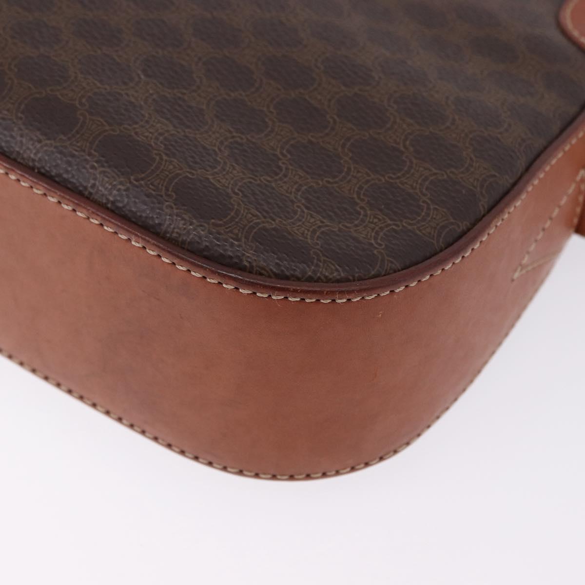 CELINE Macadam Canvas Shoulder Bag PVC Leather Brown Gold Auth BA14318