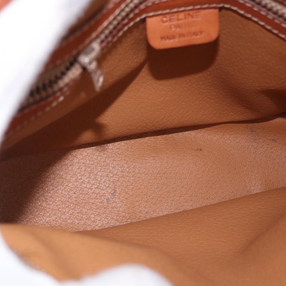 CELINE Macadam Canvas Shoulder Bag PVC Leather Brown Gold Auth BA14318