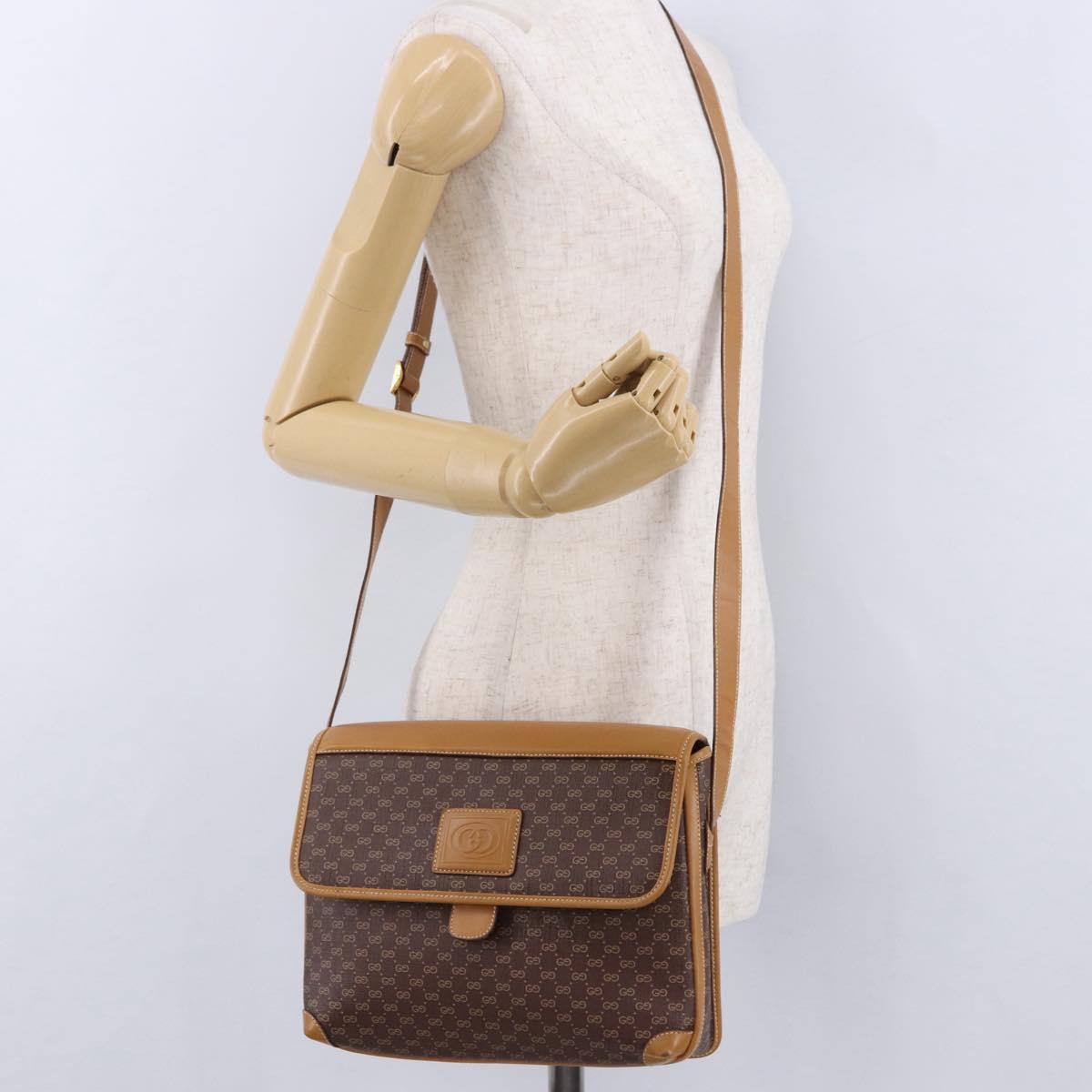 GUCCI Micro GG Supreme Shoulder Bag PVC Brown Gold 001 261 0688 Auth BA14319A