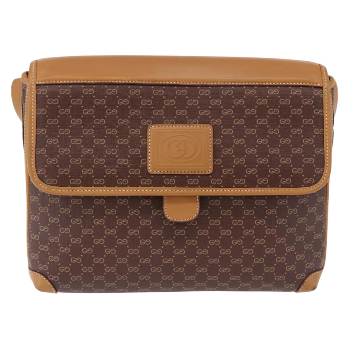 GUCCI Micro GG Supreme Shoulder Bag PVC Brown Gold 001 261 0688 Auth BA14319A