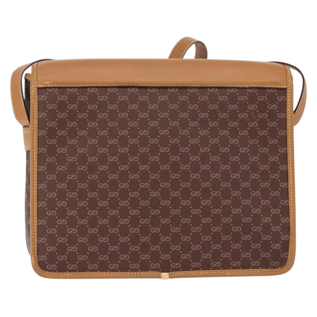 GUCCI Micro GG Supreme Shoulder Bag PVC Brown Gold 001 261 0688 Auth BA14319A