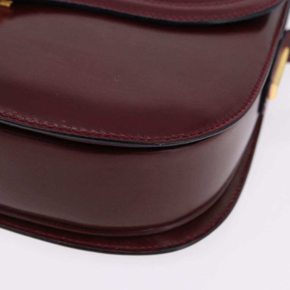 GUCCI Shoulder Bag Leather Bordeaux Gold Auth BA14323A