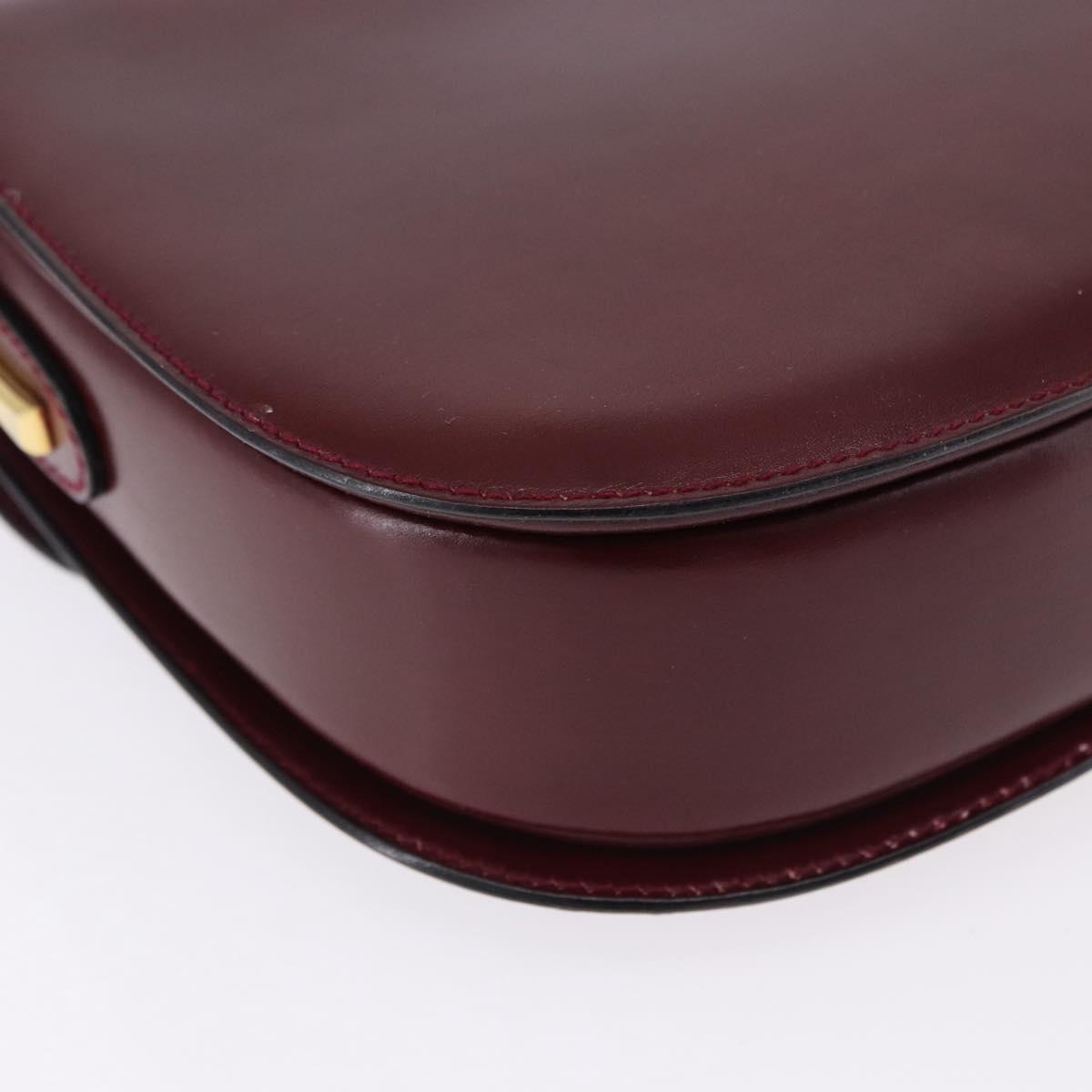 GUCCI Shoulder Bag Leather Bordeaux Gold Auth BA14323A