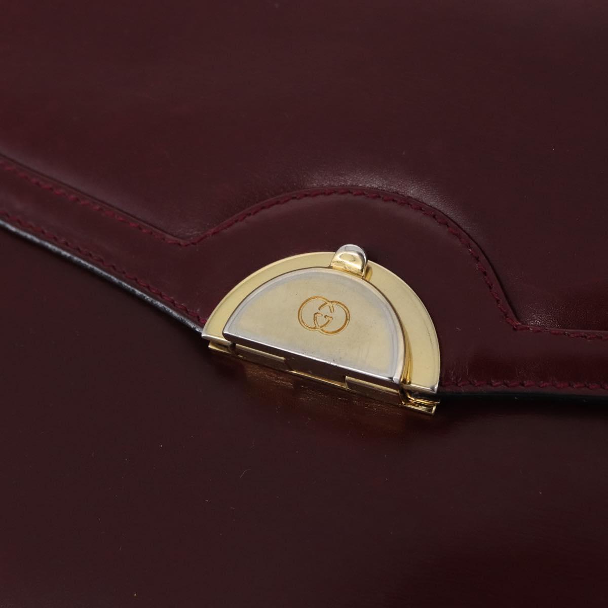 GUCCI Shoulder Bag Leather Bordeaux Gold Auth BA14323A