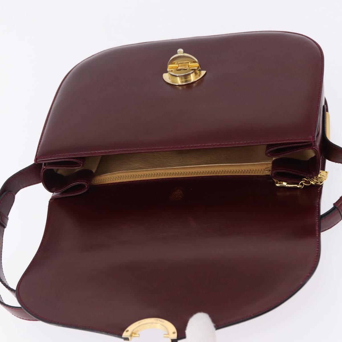 GUCCI Shoulder Bag Leather Bordeaux Gold Auth BA14323A