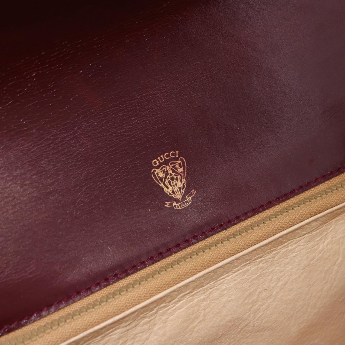 GUCCI Shoulder Bag Leather Bordeaux Gold Auth BA14323A