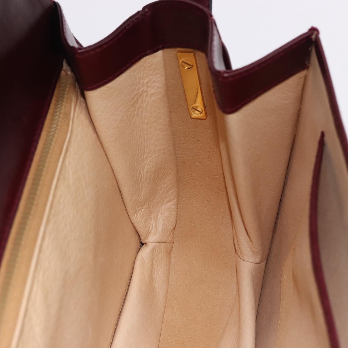 GUCCI Shoulder Bag Leather Bordeaux Gold Auth BA14323A
