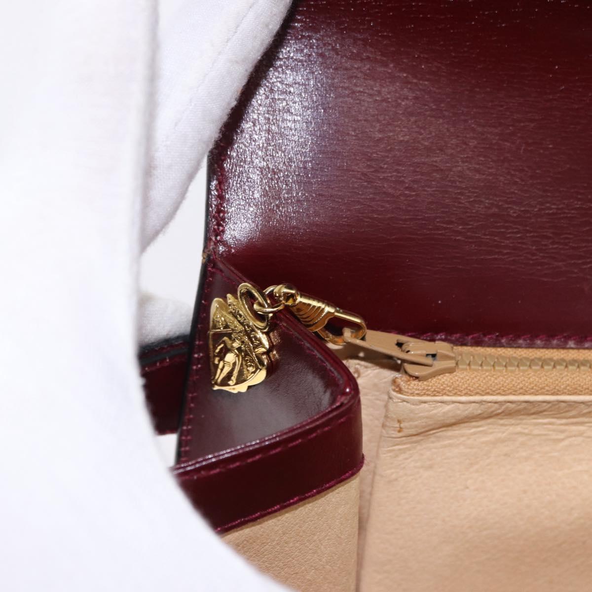 GUCCI Shoulder Bag Leather Bordeaux Gold Auth BA14323A
