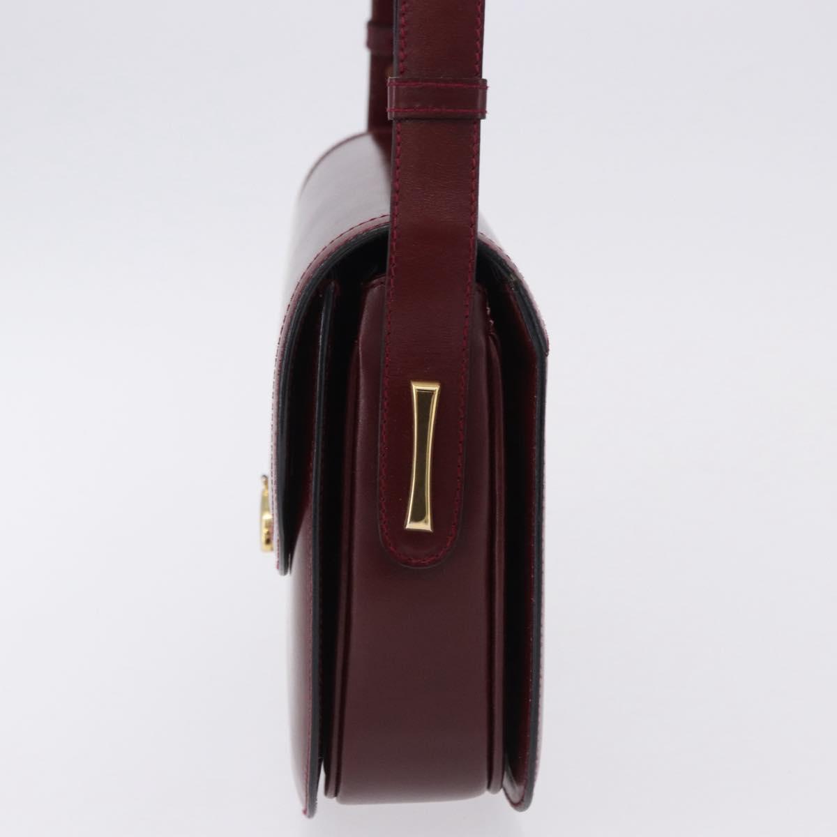 GUCCI Shoulder Bag Leather Bordeaux Gold Auth BA14323A