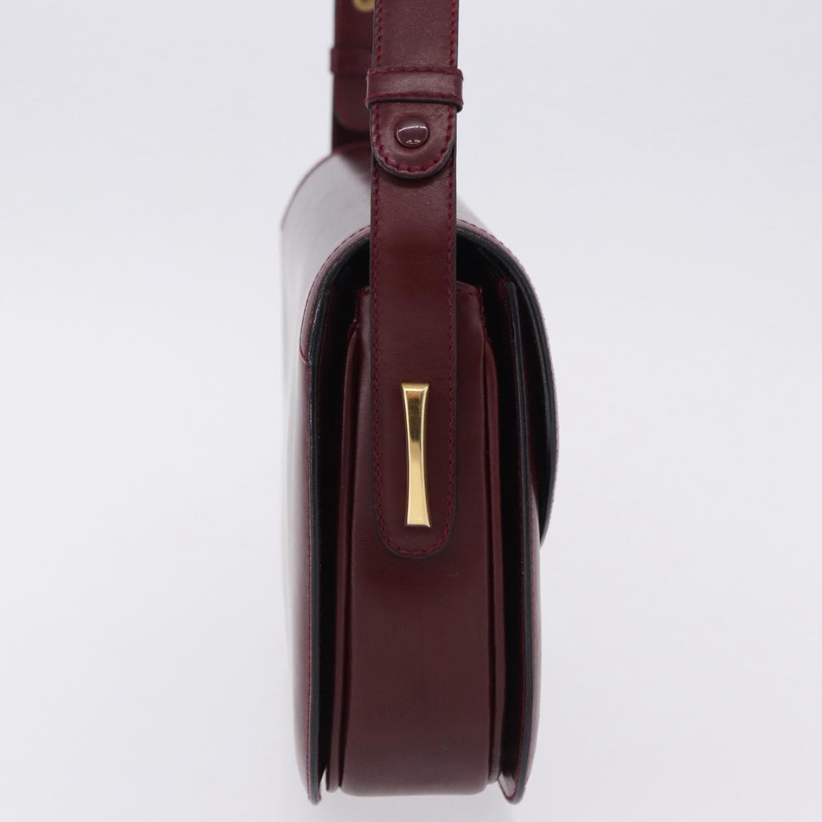GUCCI Shoulder Bag Leather Bordeaux Gold Auth BA14323A