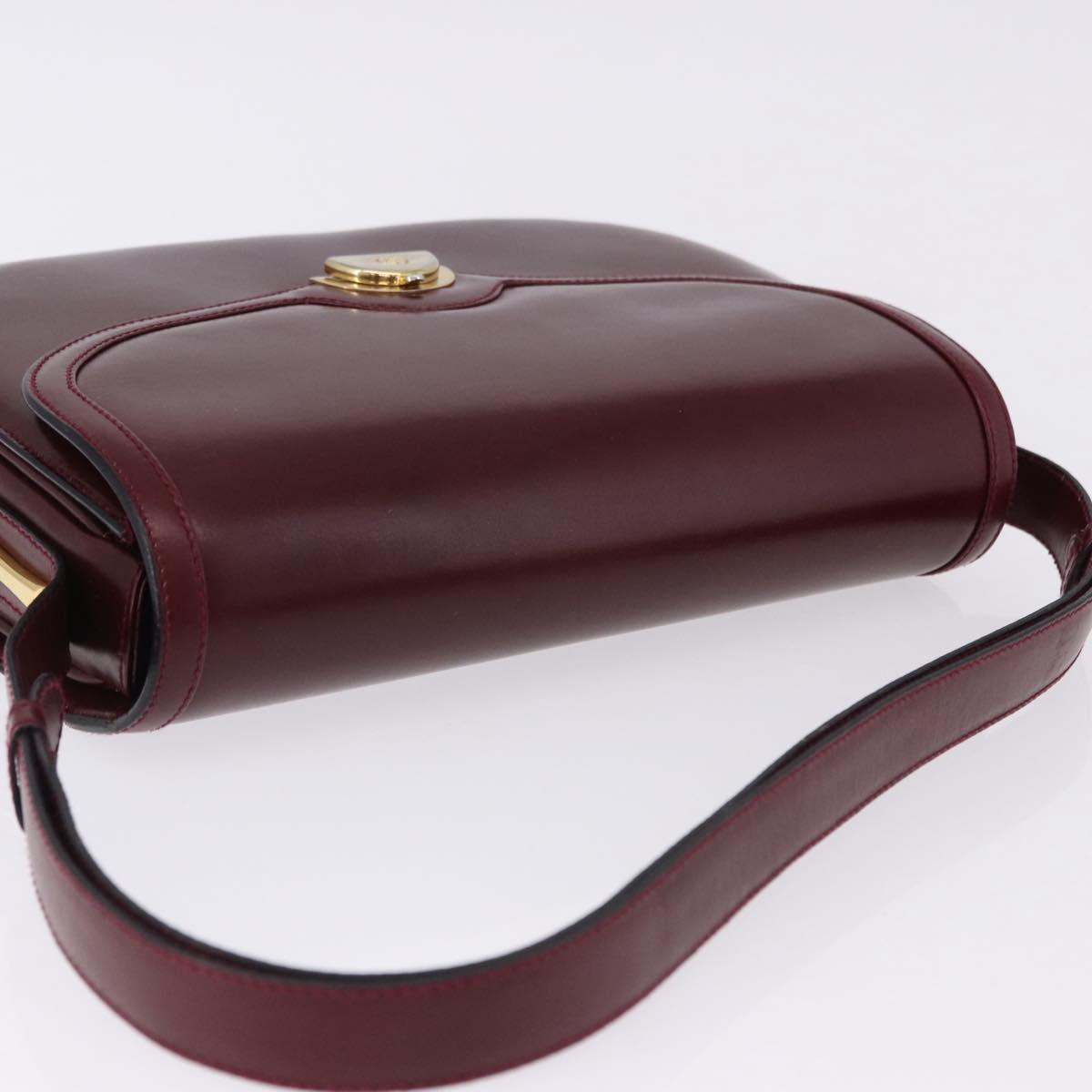 GUCCI Shoulder Bag Leather Bordeaux Gold Auth BA14323A