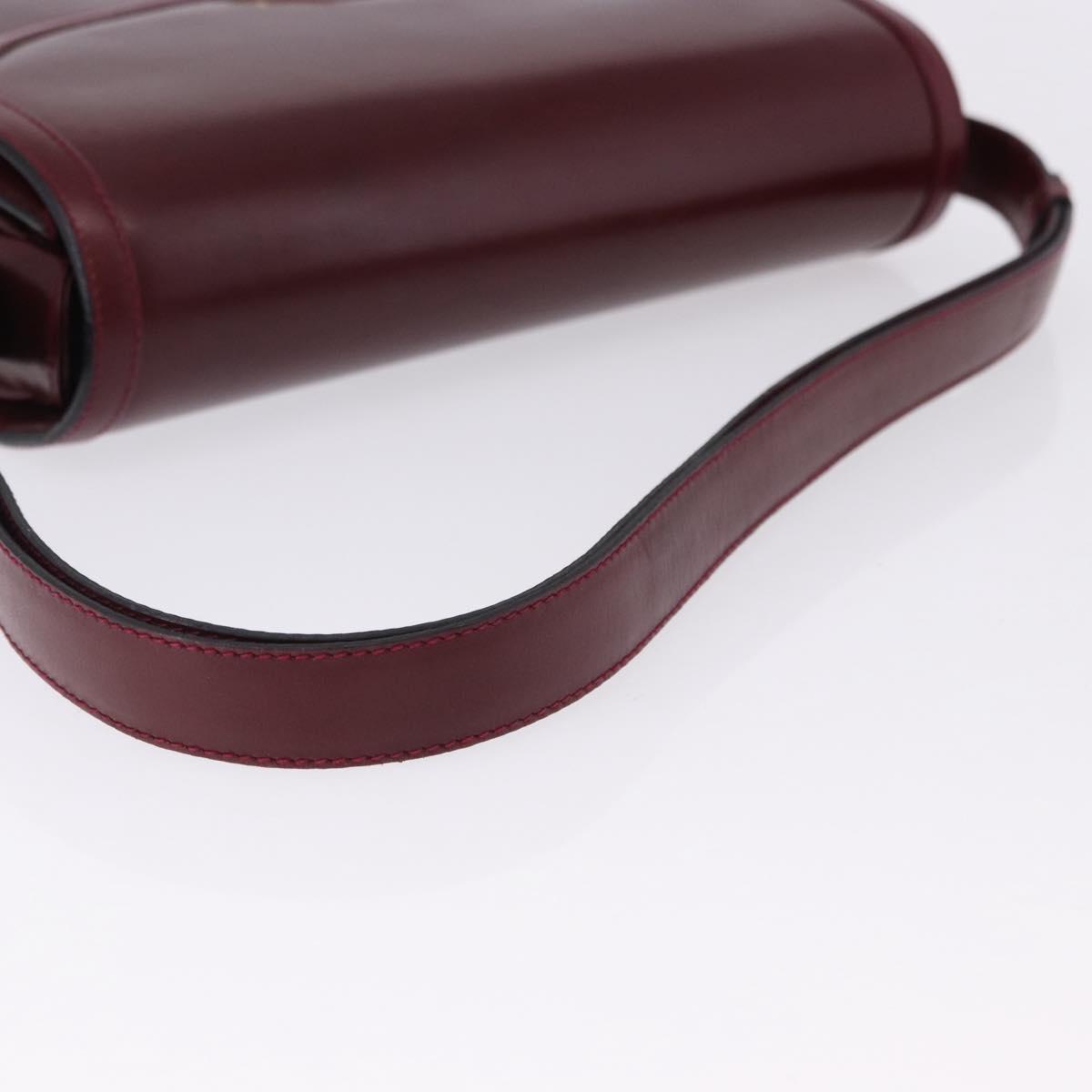 GUCCI Shoulder Bag Leather Bordeaux Gold Auth BA14323A