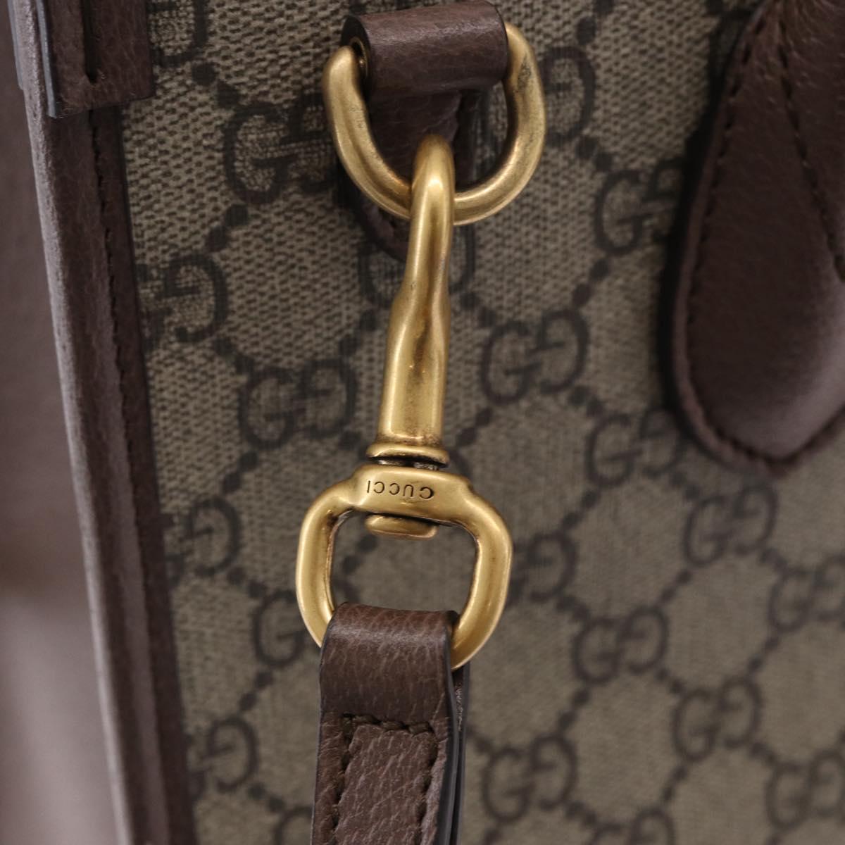 GUCCI GG Supreme Donald duck Hand Bag PVC 2way Beige Gold 648134 Auth BA14327M
