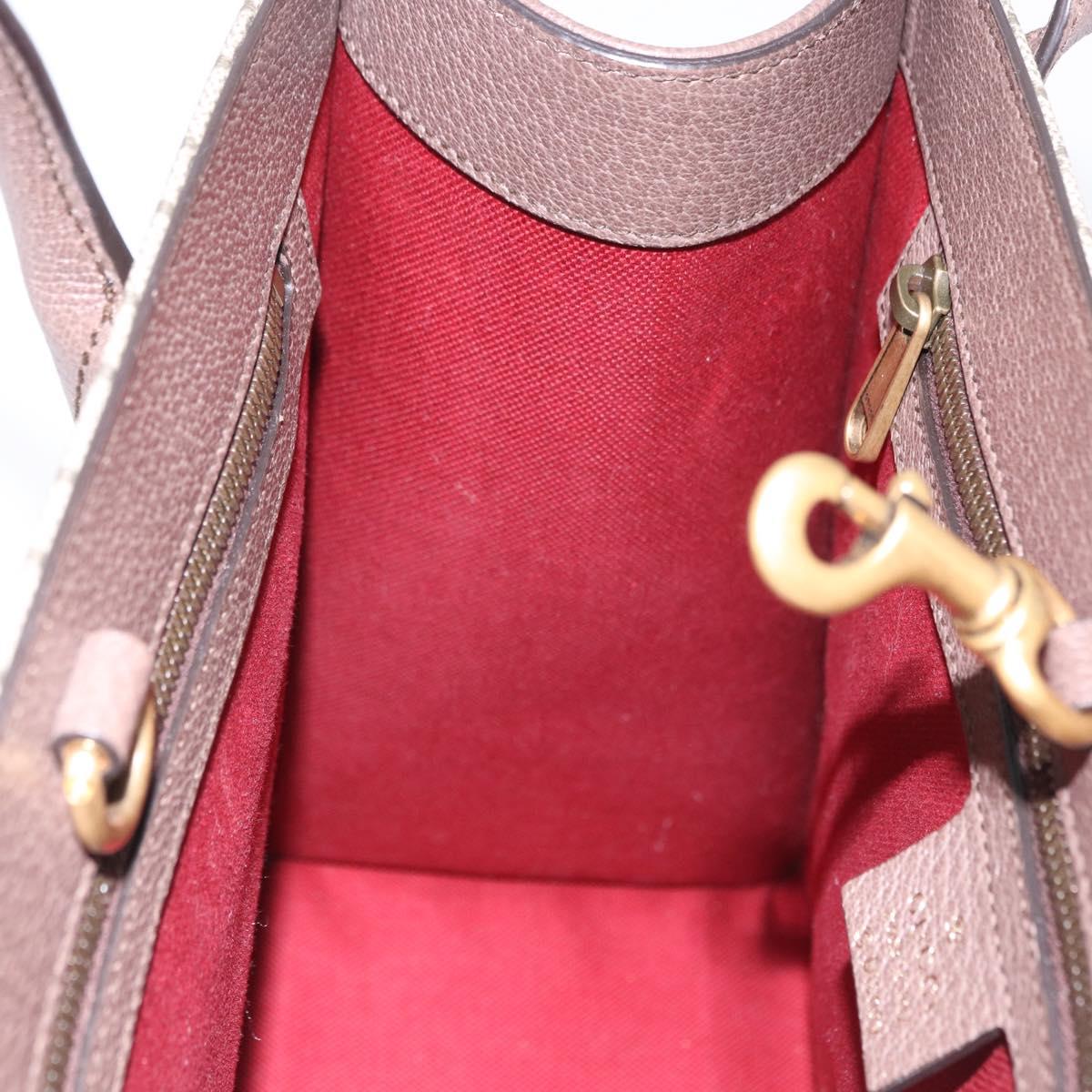 GUCCI GG Supreme Donald duck Hand Bag PVC 2way Beige Gold 648134 Auth BA14327M