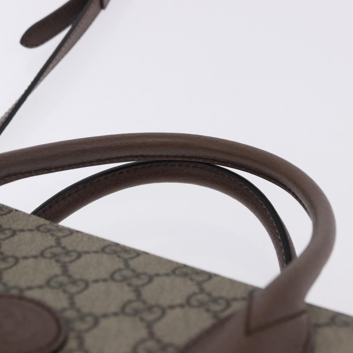 GUCCI GG Supreme Donald duck Hand Bag PVC 2way Beige Gold 648134 Auth BA14327M