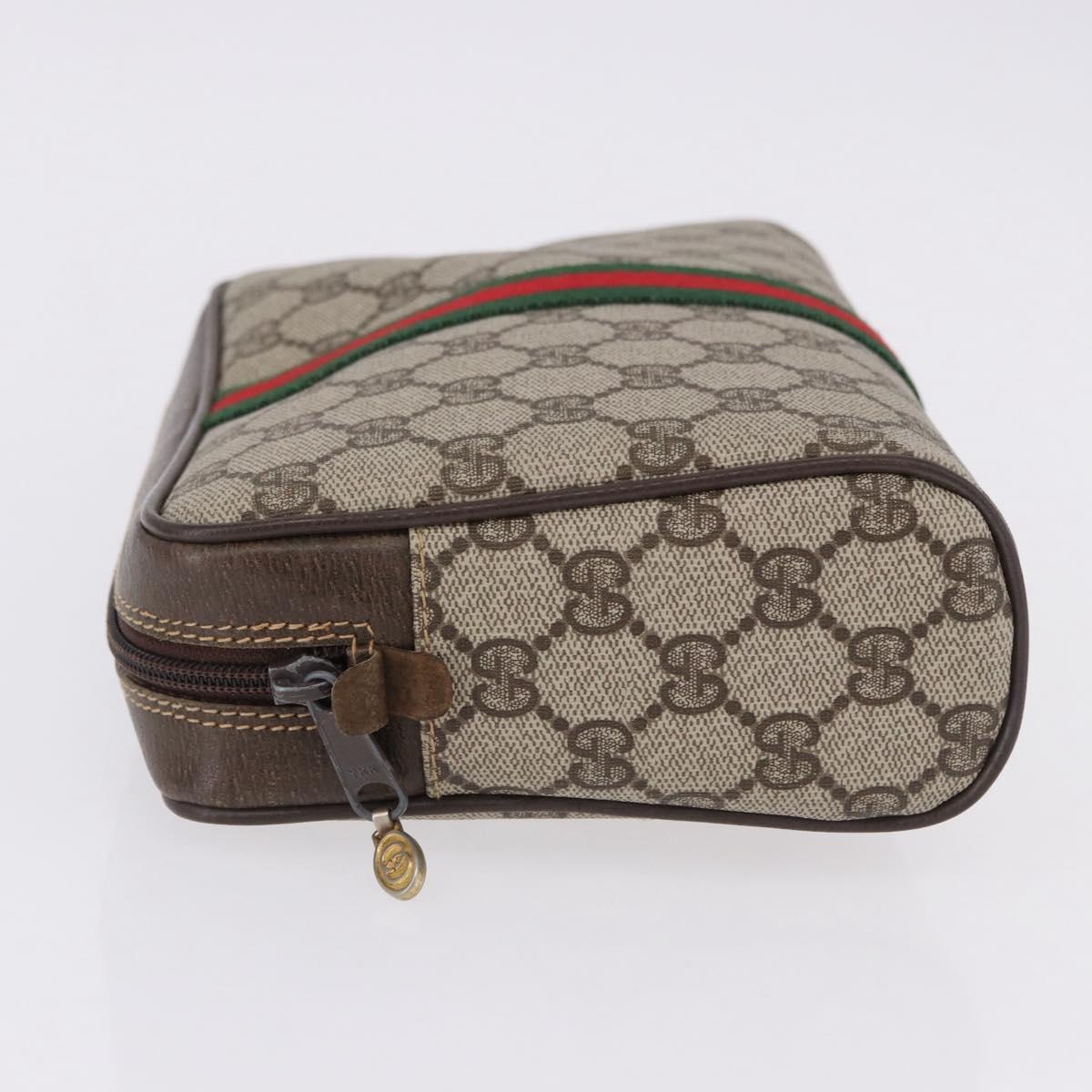 GUCCI GG Supreme Web Sherry Line Clutch Bag PVC Beige 010 378 Auth BA14328