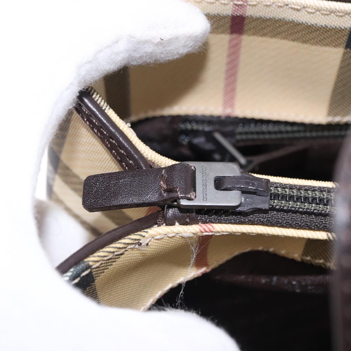 BURBERRY Nova Check Hand Bag PVC Beige Auth BA14329A